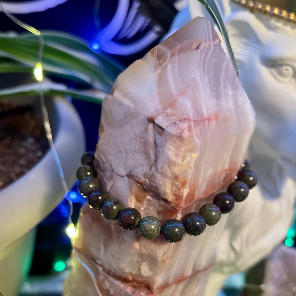 Bloodstone Jasper Crystal Bead Bracelet
